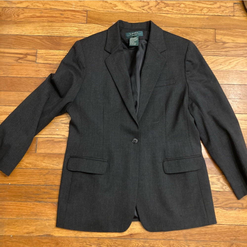 Lauren Ralph Lauren Petite Size 14 Grey Wool Blazer